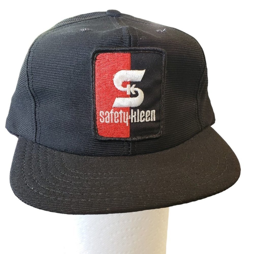 Vintage Safety Kleen Patch Trucker Snapback Hat Cap Black Recycle Made‎ in USA